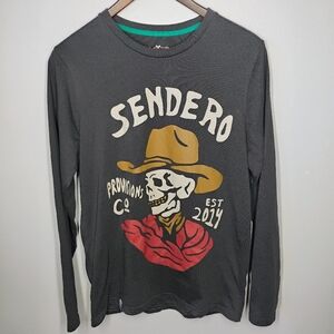 Sendero Long Sleeve Top Gray Womens Small‎ Skull Cowboy Western Southwestern